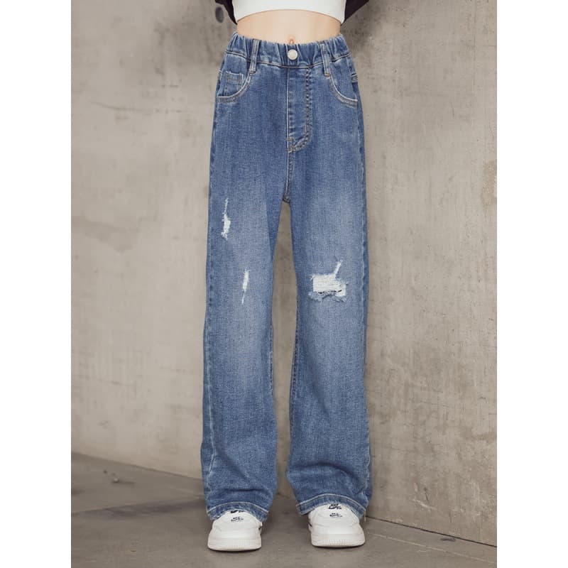 2024 New Autumn Denim Wide Leg Pants for Girls, Spring and Autumn Children's Large Size Women's Pants, Korean Style Kids Clothing
