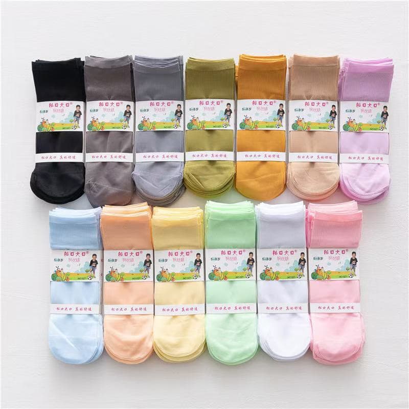 Children's Socks, Stockings, Ankle Socks, Summer Thin Style, Girls Spring Summer Ice Silk Candy Velvet Crystal Thread Stockings