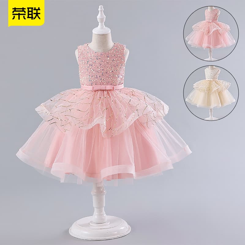 Wholesale Girls' Dress for Children's Wedding Princess Dress Birthday Banquet Dress Vest Pettiskirt