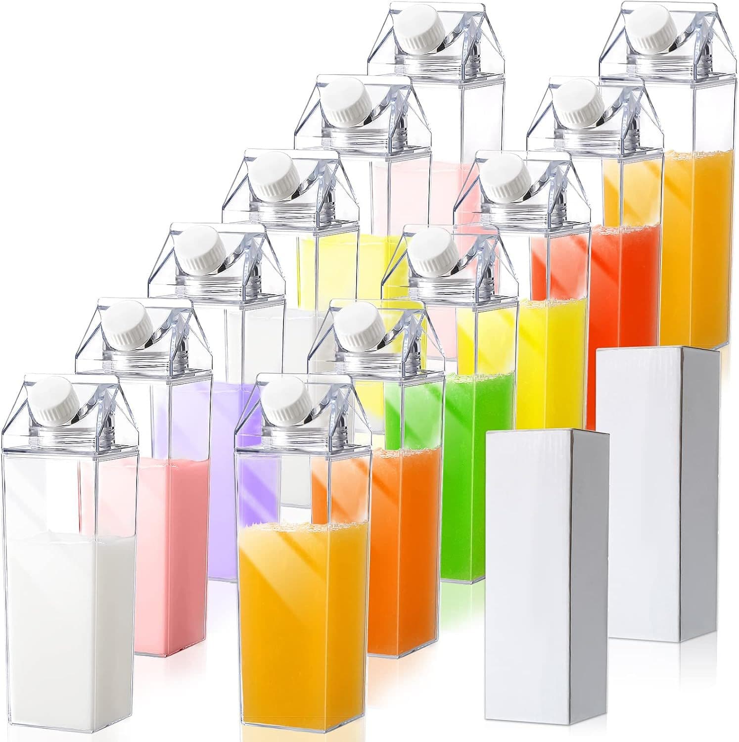 Spot internet celebrity transparent PS square milk cup Amazon style plastic cup creative Japanese milk box