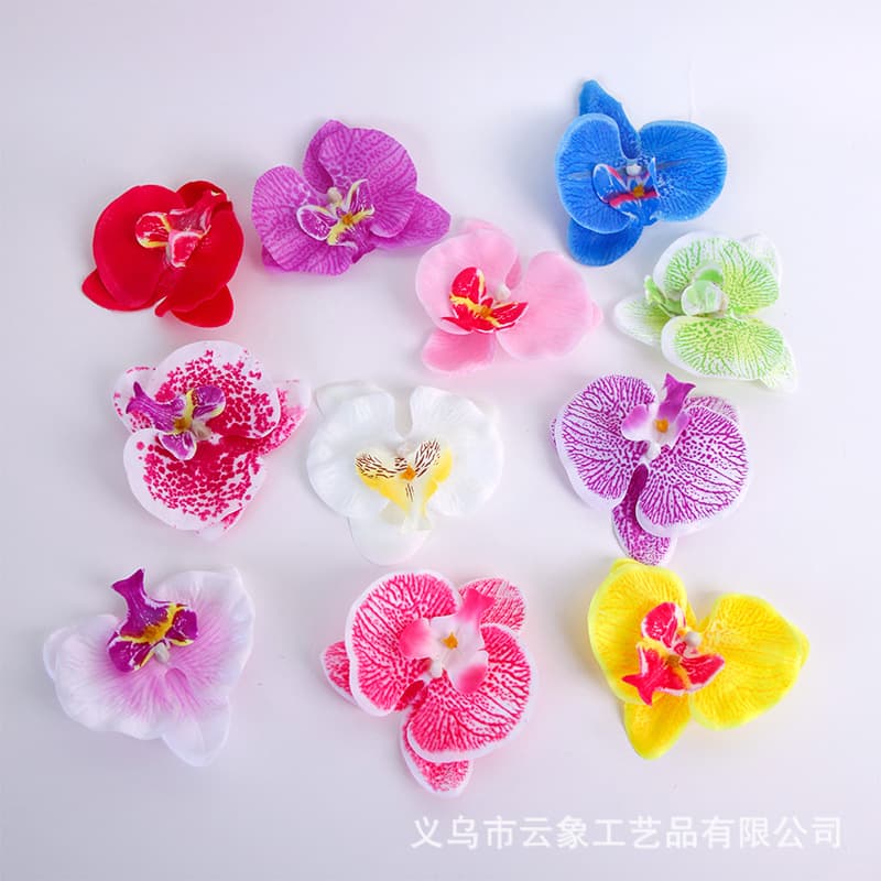 9.5cm Artificial Phalaenopsis Orchid Flower Head, Silk Flower Headband, Wedding Flower Wall Decoration, DIY Fake Flowers, Factory Wholesale