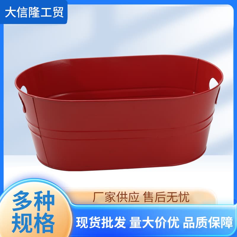 Stainless steel oval ice buckets, universal for bars and KTVs, galvanized spray-coated colorful outdoor oval ice containers.