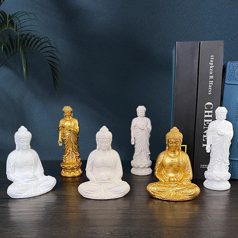Southeast Asian Buddha Statue Religious Idol Gold Resin Craft Decorations Home Entrance Living Room Ornaments European Style Decor