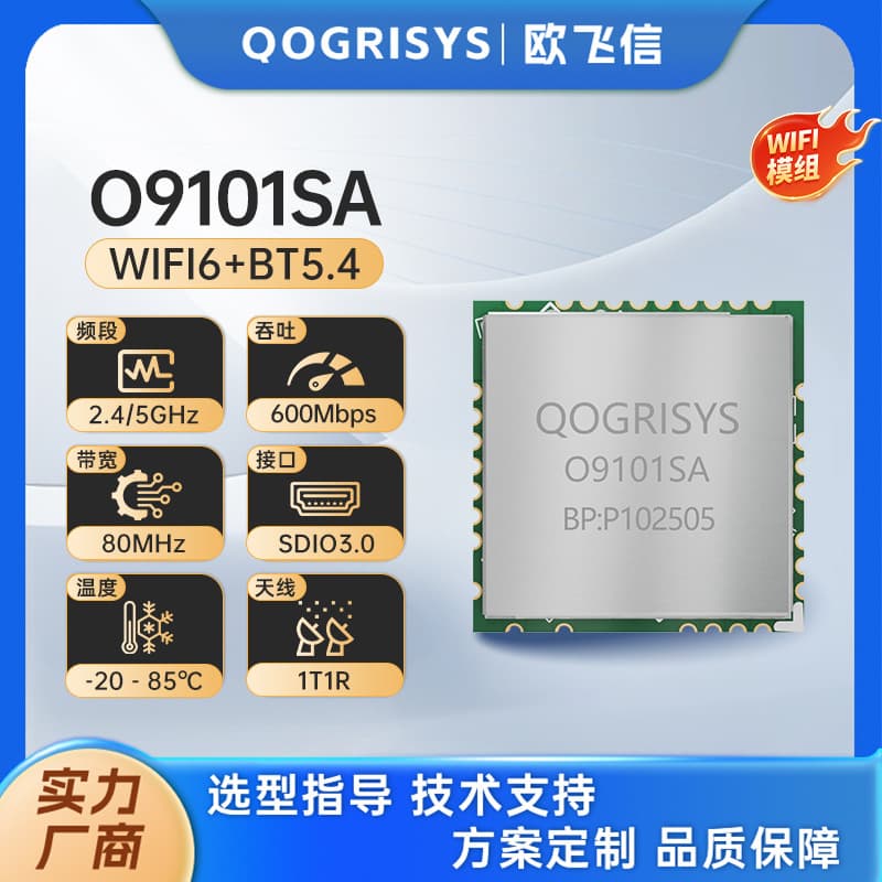 Oufeixin O9101SA WiFi module, a domestic WiFi 6 module with 600M throughput and Bluetooth connectivity.