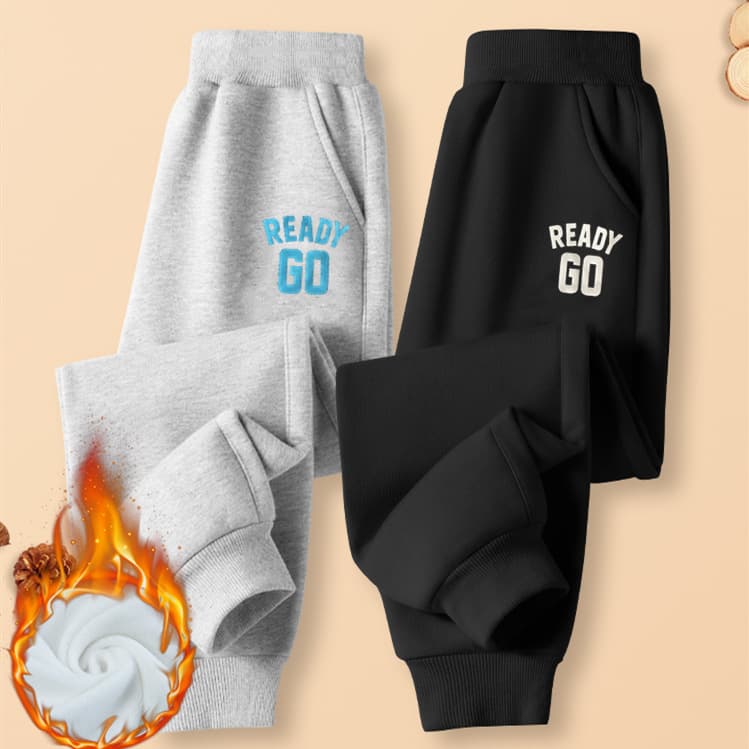 Fleece-Lined Solid Color Kids' Sweatpants, Children's Casual Pants, Winter Girls' Sweatpants, Boys' and Girls' Pants for Older Kids