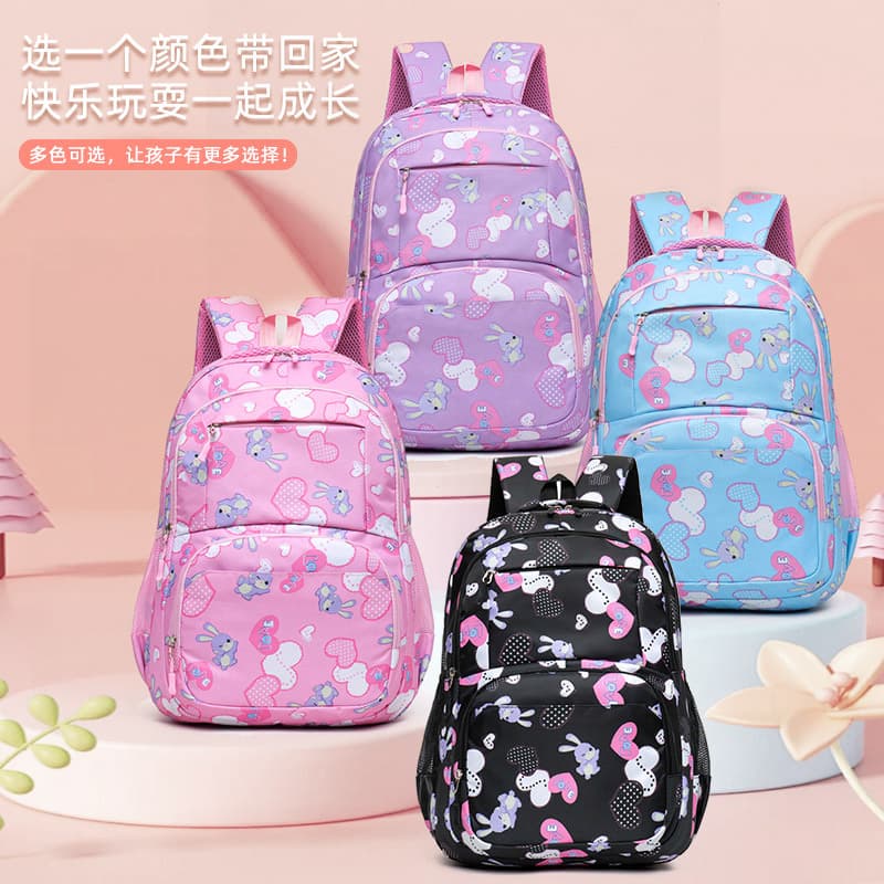 New large-capacity schoolbag for primary and secondary school students, high-quality spine-protecting ins-style lightweight backpack for girls in grades 4-6