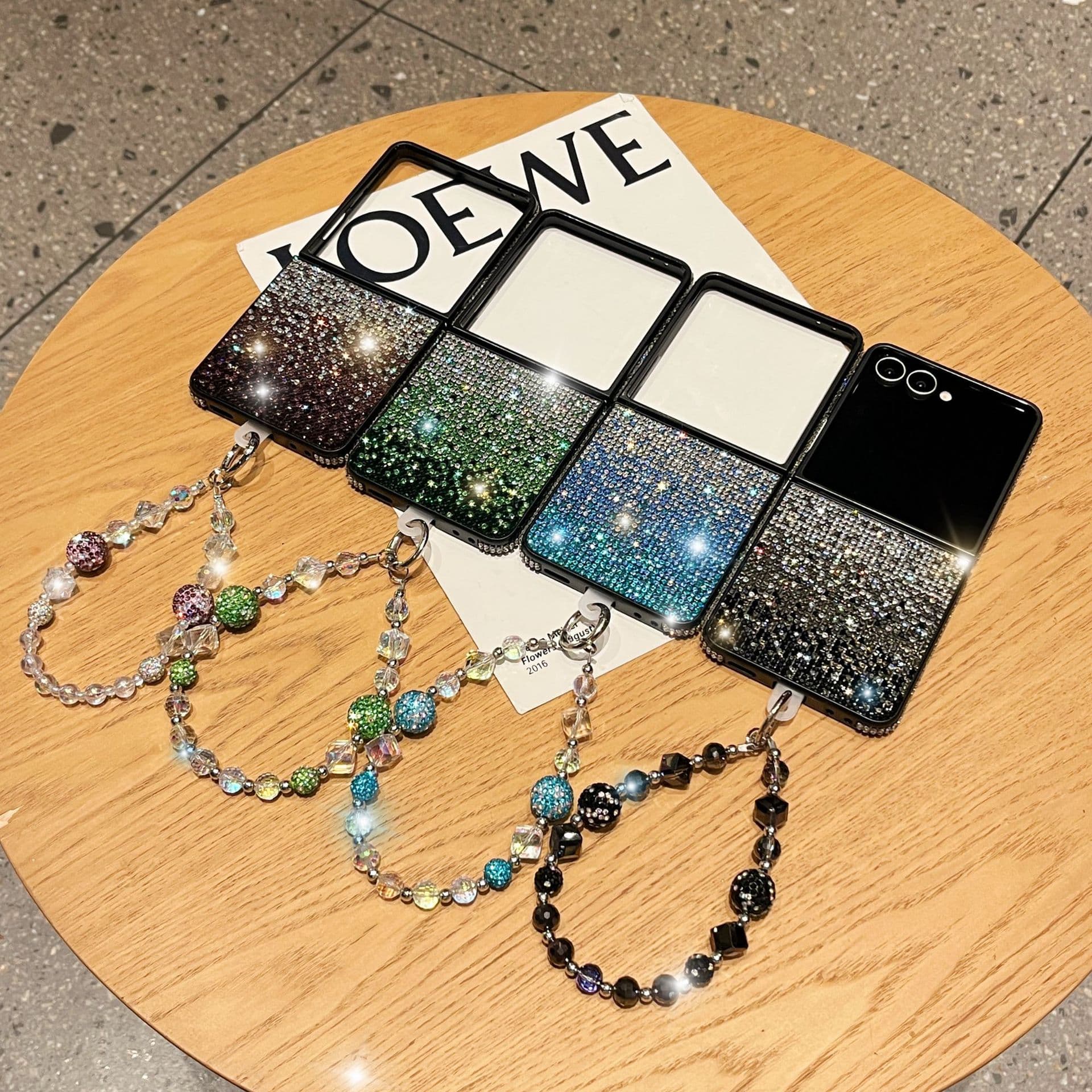 Gradient Sparkling Rhinestone Case for Samsung Z Flip7 Foldable Phone, Z Flip4/5/6 Rhinestone Shockproof Protective Cover