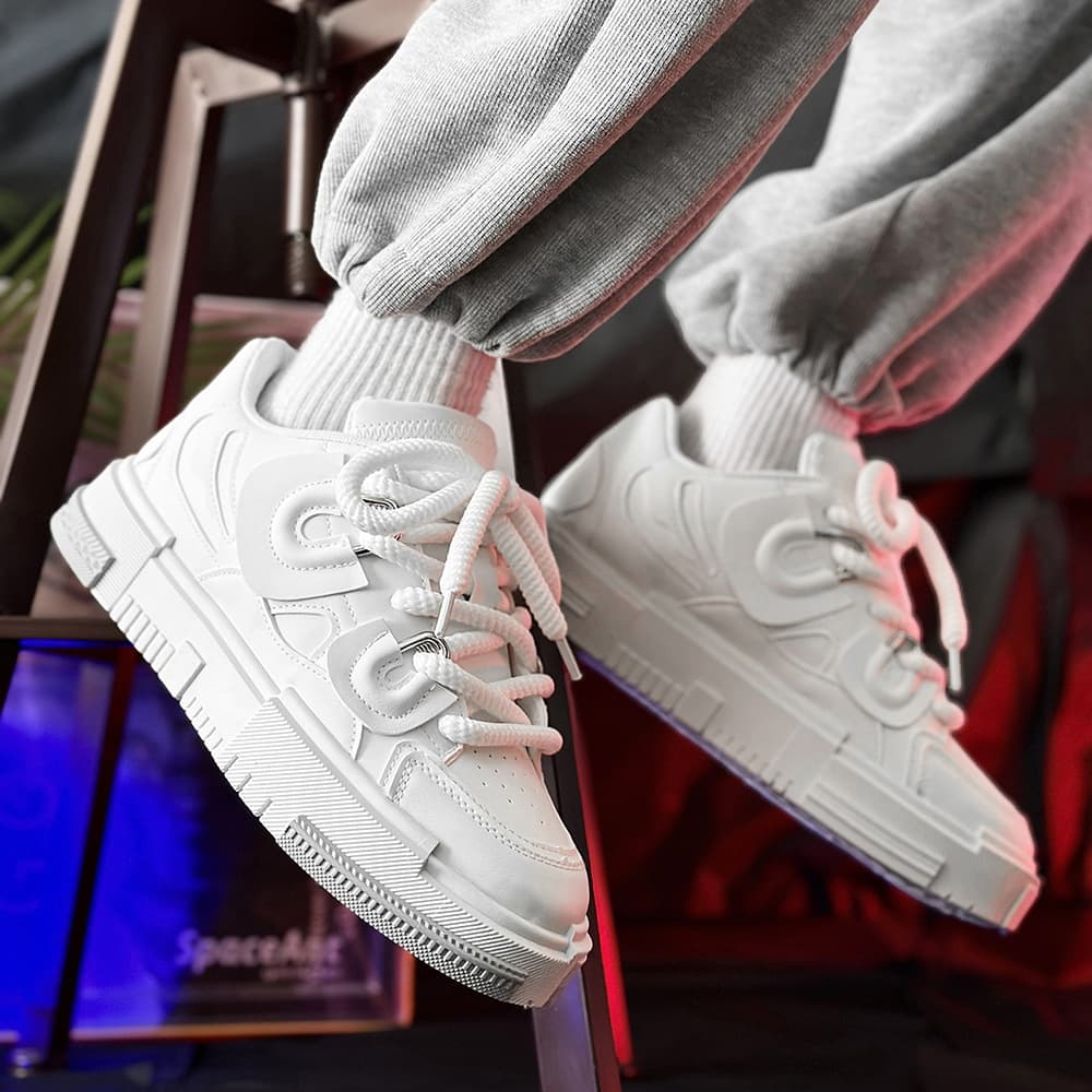 Unisex Low-Top Skateboarding Shoes round Toe Artificial PU Leather Korean Style Breathable Wear-Resistant Casual Shoes