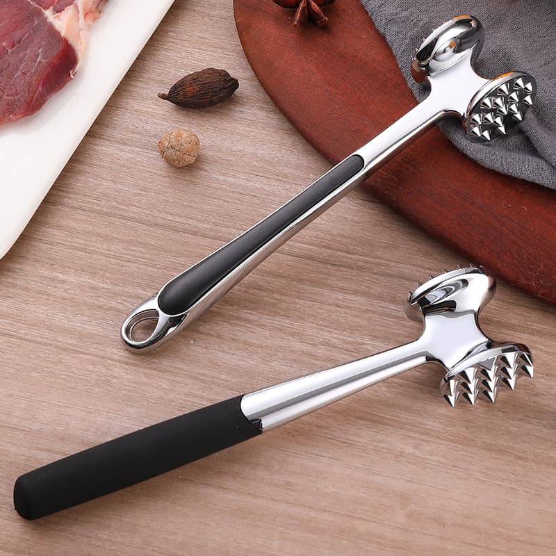 Kitchen meat pounding hammer, solid steak tenderizer, beef tenderizing hammer, double-sided meat pounder, household meat tenderizing hammer