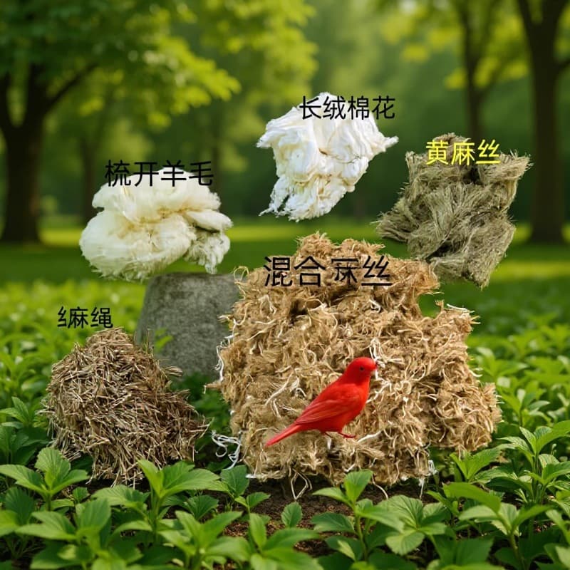 Jute silk bird's wadding bird's nest cushion material Jade bird hibiscus bird golden green gray swallow canary wadding nest new model