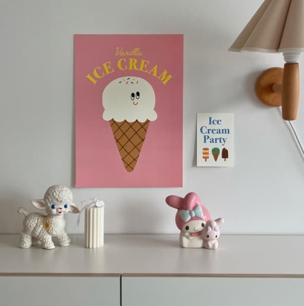 Ice cream poster children's room decoration props cute wall decoration poster art personality niche cute