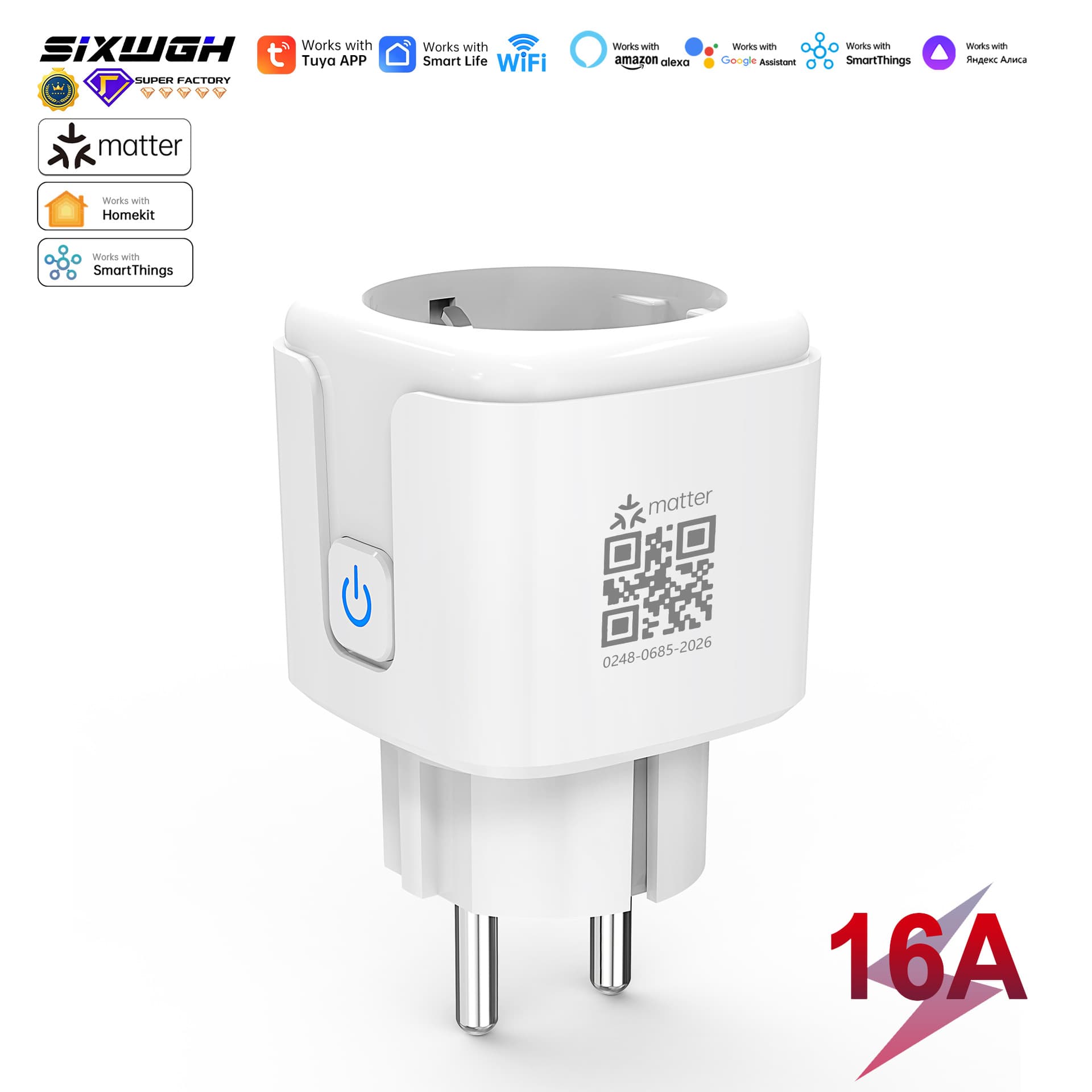 EU Standard Matter Smart Socket Smart Life with Metering Remote Control Alexa Voice Control