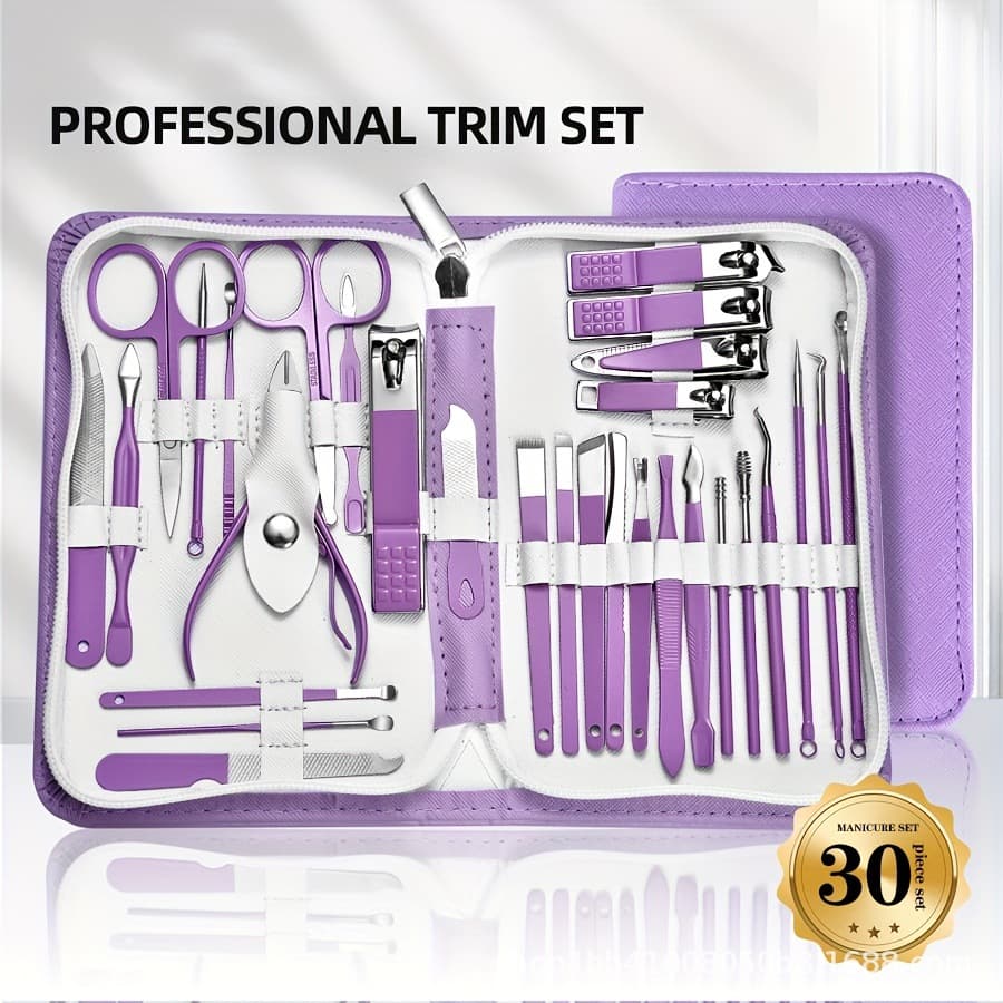 Nail Clipper Set 9-30 Pieces Purple Nail Cutter Full Manicure Tool Set Large Home Nail Clipper Set Wholesale