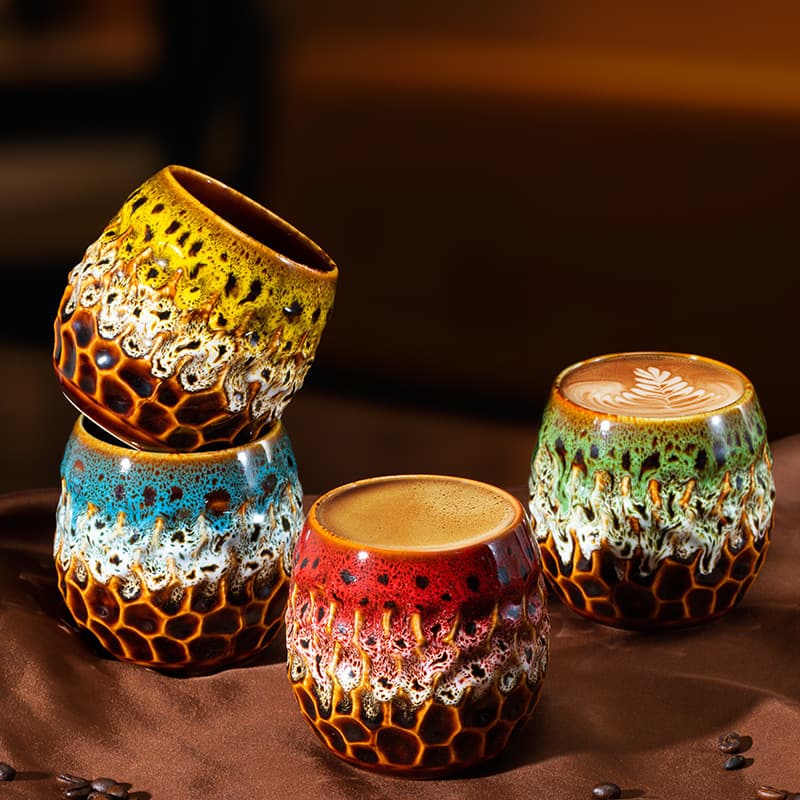 Cross-border Middle Eastern Wabi-sabi Style Ceramic Kiln-changed Espresso Cup Latte Art Cup Office Home Personal Tea Coffee Cup