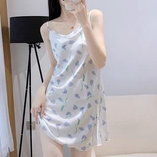 Sexy Camisole Nightgown for Women Summer Ice Silk Pure Desire Sleep Dress 2025 New French Style Loungewear