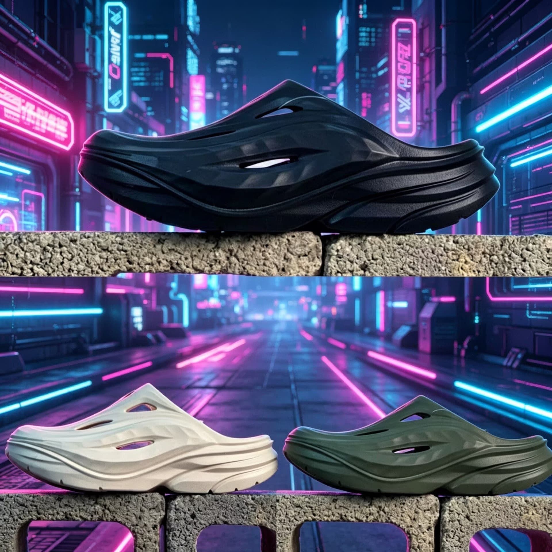 Hoka Sandals Summer Thick Sole Ola Sandals Heightening Breathable Anti-Slip Men's One-Push Clog Sandals