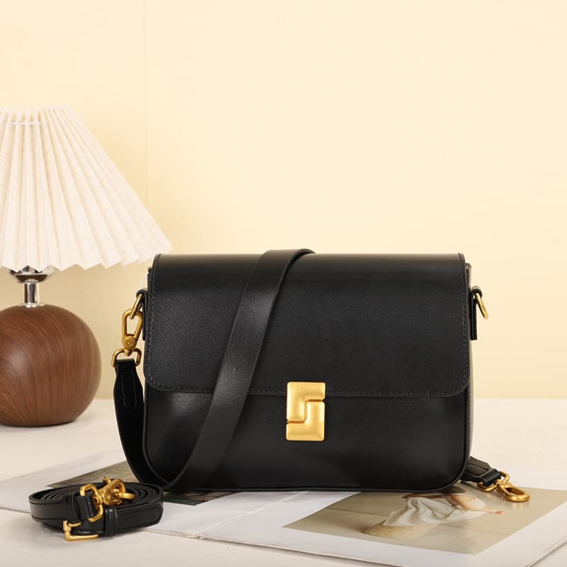 Genuine Leather Handbag Women's 2025 New Spring Summer Crossbody Bag Commute Shoulder Bag Tofu Bag Small Square Bag Cowhide Bag