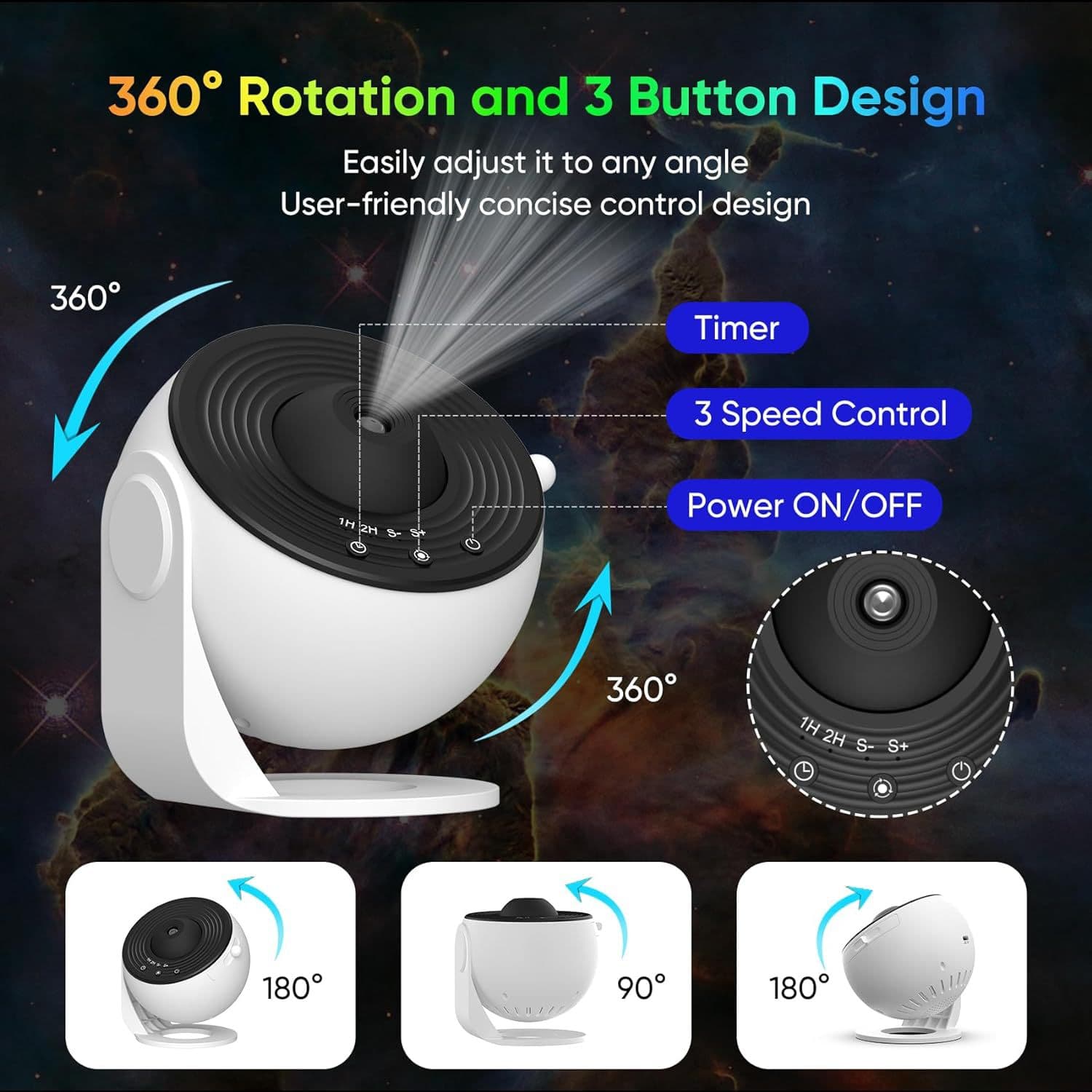 Rotating Star Projector Galaxy Light Planetarium Projector