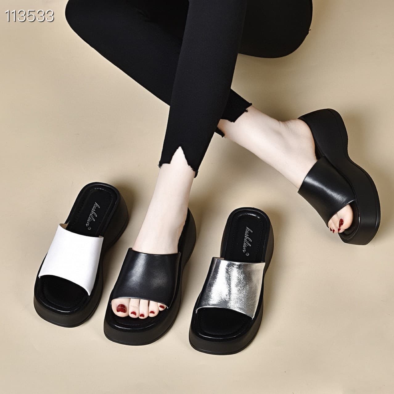 Thick-Soled Women's Slippers for Outdoor Wear 2025 Summer New Style European and American Simple Elegant Open-Toe Platform Cowhide Women's Sandals