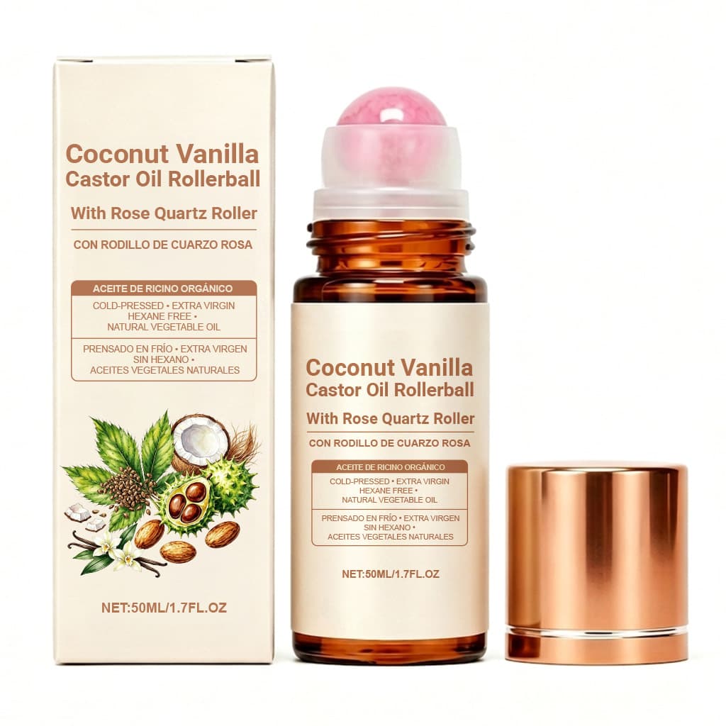 Coconut Vanilla Quartz Roll-On Castor Oil Skin Care Moisturizing Softening Portable Massage Nourishing Body Care
