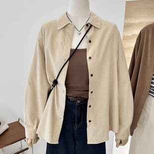2026 Spring/Autumn New Purple Corduroy Shirt Women Loose Retro Versatile Top Casual Long Sleeve Shirt Jacket
