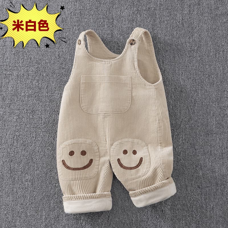 Baby autumn and winter corduroy overalls plus velvet, thick style, stylish winter pants for boys, vest-style belly protection winter clothes