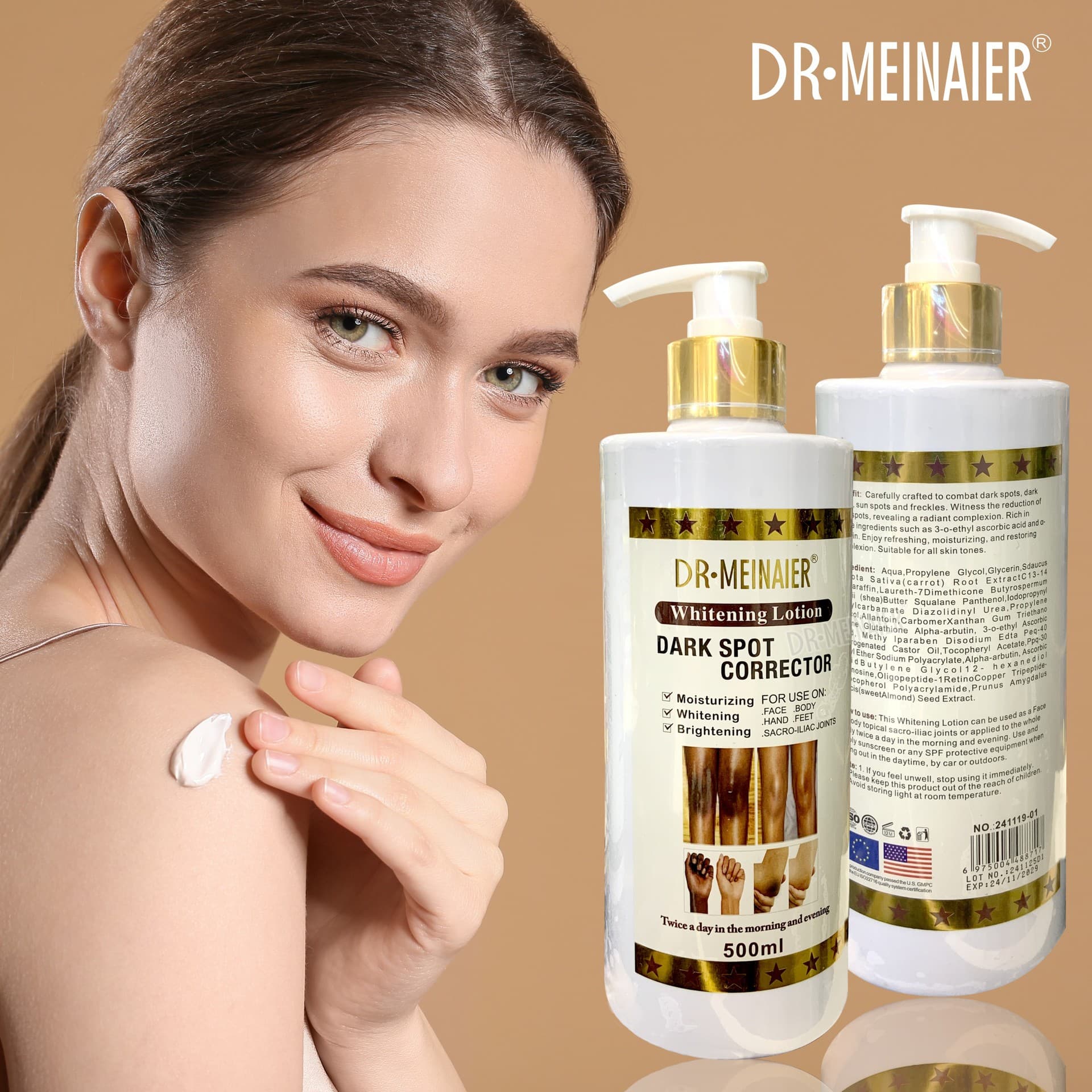 Cross-border Joint Whitening Body Lotion Moisturizing Brightening Skin Lotion 500ml Nourishing Massage Cream Factory Wholesale
