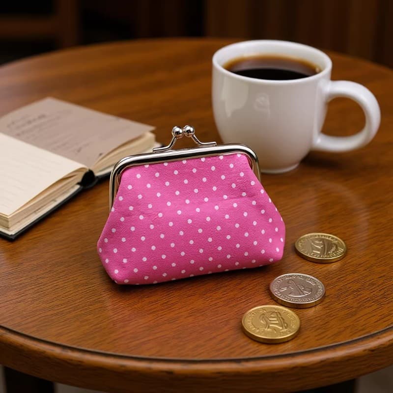3-inch Mini Coin Purse, Pastoral Fabric Polka Dot Earphone Pouch, Cross-Border Best-Selling Clasp Bag