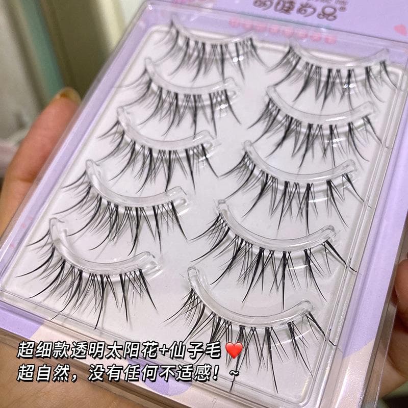 Natural Airy Transparent Thin Stem Fake Eyelashes M08 Cute Budgerigar Airy Sunflower Fairy False Eyelashes Breathable Spacious