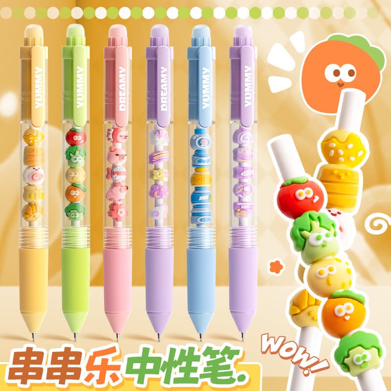 Cute Silicone Sleeve Gel Pen for Students, Exam Practice Pen, DIY Bead Pen, Stress Relief Pen