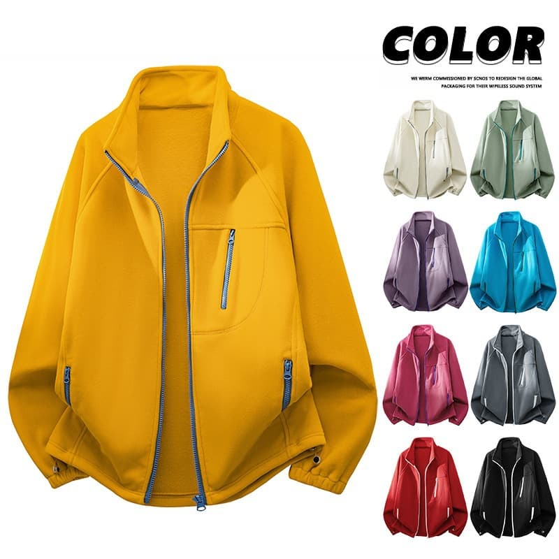 Men's Autumn/Winter Reversible Fleece Cardigan Sweatshirt Outdoor Jacket Liner Couple Fleece Coat