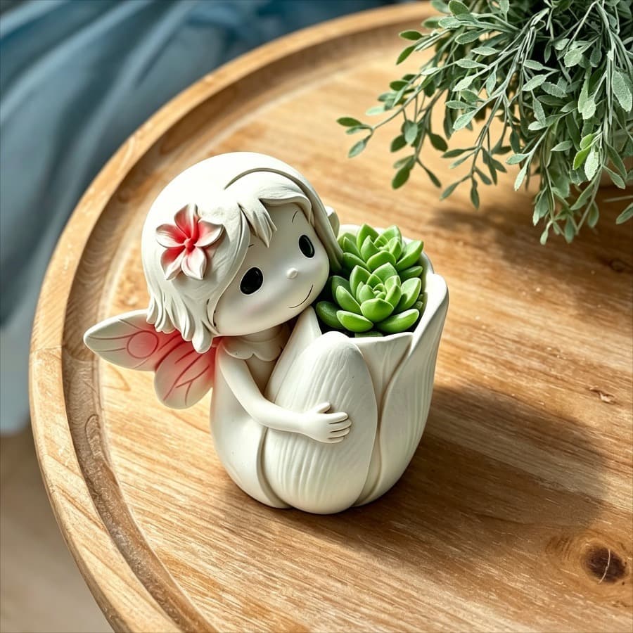 Flower Fairy Flower Pot Silicone Mold 3D Resin Plaster DIY Storage Ornament Casting Mold