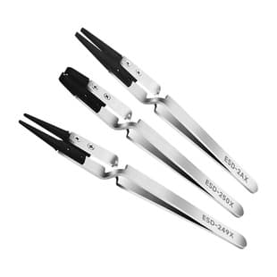 Anti-Static Tweezers Replaceable Tip Stainless Steel Ceramic High Temperature Resistant Carbon Fiber Plastic Sharp Tip Electronics Factory Repair Clip