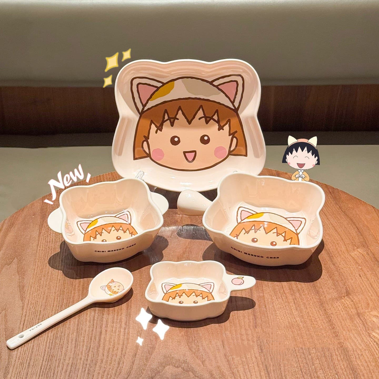 Chibi Maruko-Chan Pink Cute Pet-Themed Tableware Cartoon Cute Girly Rice Bowl Handle Bowl Dinner Plate Breakfast Plate Baking Tray