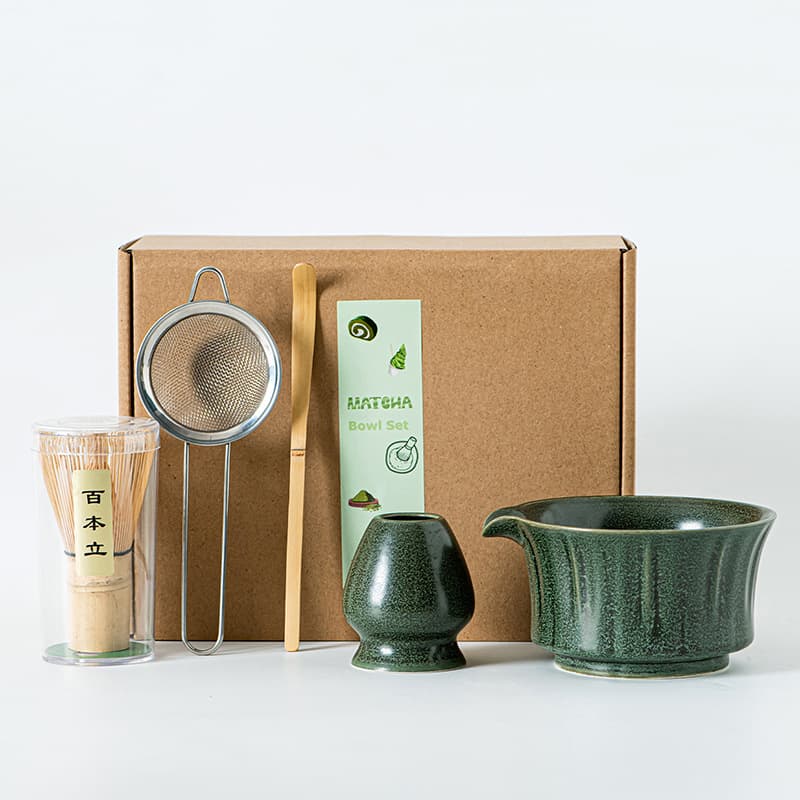 In Stock Drop Shipping Creative Kiln-glazed 5-Piece Ceramic Matcha Set, Song Dynasty Tea Whisk and Stirrer Tools