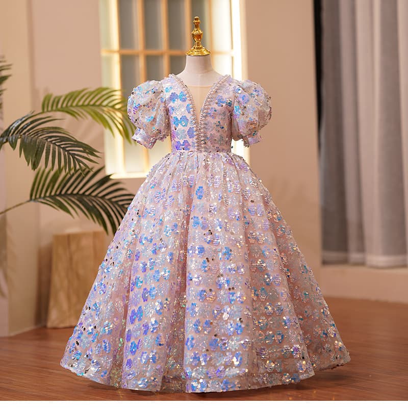 Girls' Formal Dress 2026 New Children's Birthday Host Heavy-Duty Performance Dress Flower Girl Runway Little Girl Princess Gown