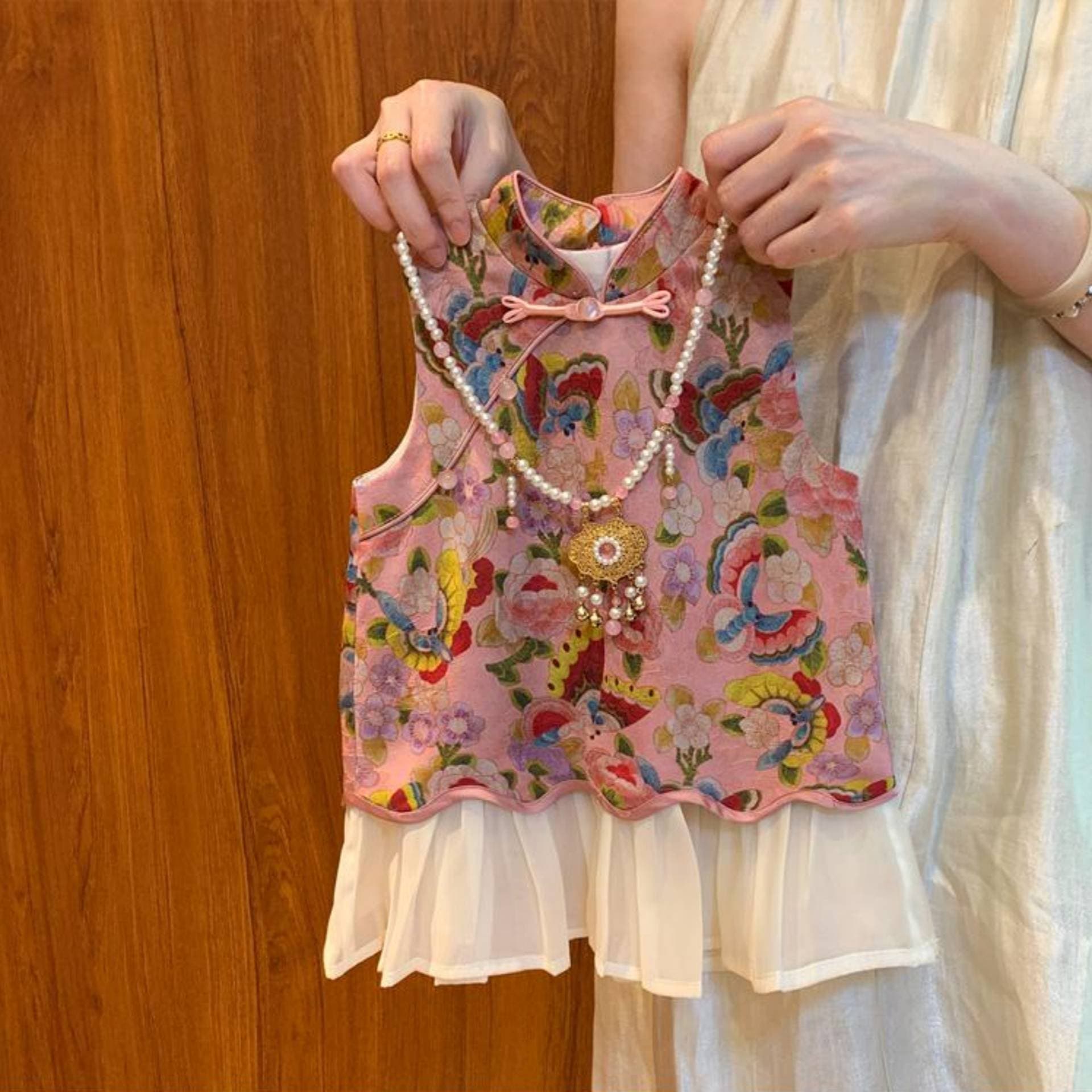 Tian Xiaosi Girls Chinese Style Dress Summer New One-Year-Old Toddler Baby Vest Dress Stylish Ancient Style Dress