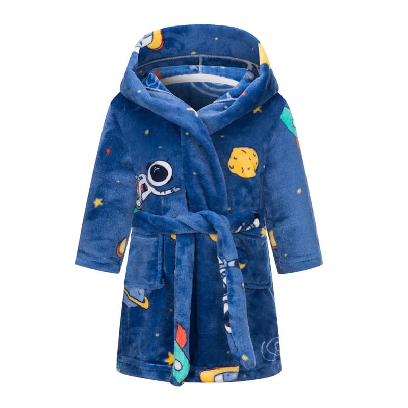 Amazon US/EU Kids Bathrobe Hooded Flannel Cartoon Print Homewear Children's Sleepwear Pajamas Manufacturer