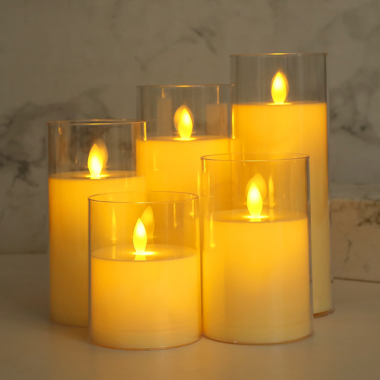 Simulated Swinging LED Electronic Candle Light in Acrylic Glass Cup for Birthday and Wedding Atmosphere Decoration