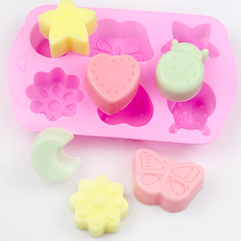 Happy Light 6-Cell Insect Moon Silicone Jelly Mold, Cold Process Soap Mold, DIY Chocolate Mold