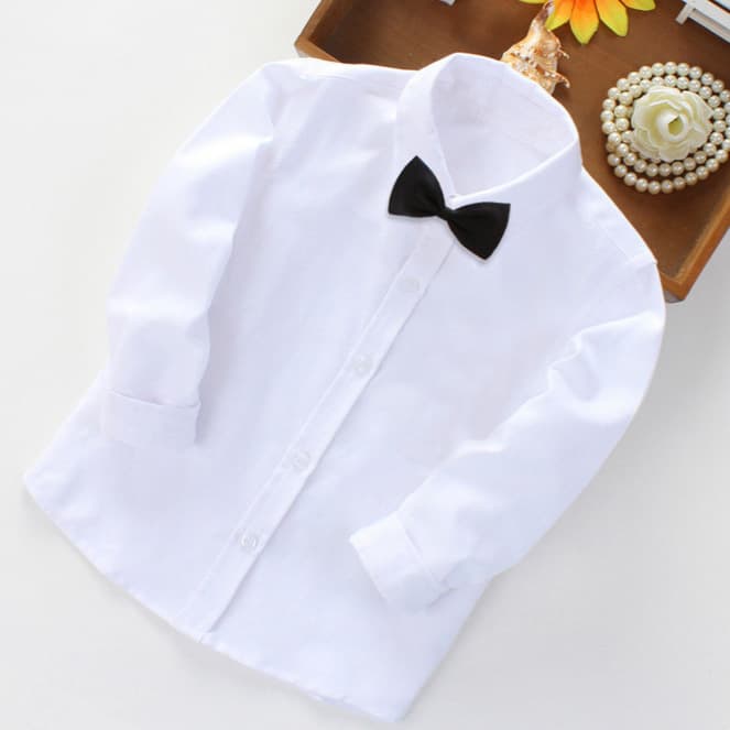 Children's White Shirt Student White Shirt White Short Sleeve School Uniform Performance Costume Kids White Long Sleeve Shirt
