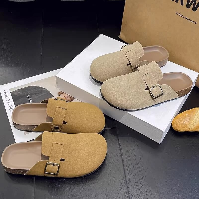 Birkenstock shoes women's thick-soled slippers summer 2025 new half-slip toe-toe shoes women's slip-on slippers sandals