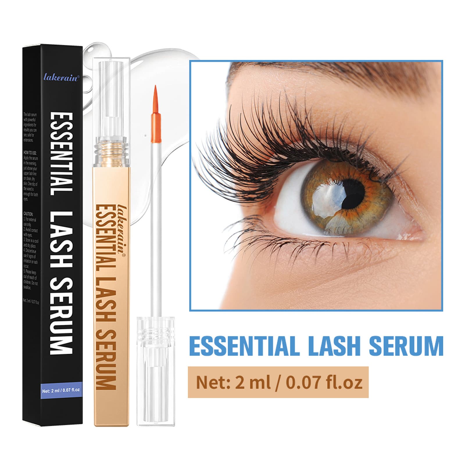 Cross-border Lakerain Eyelash Serum Curling Essence Eyelash Nourishing Liquid Natural Thickening Eyelash Liquid Wholesale