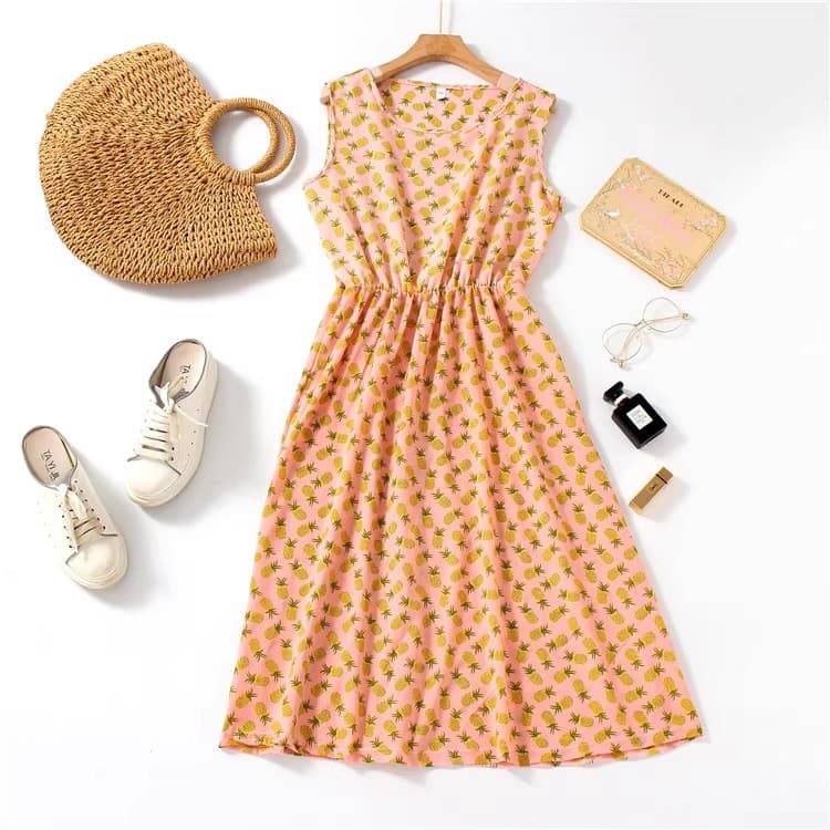 Mom's clothing for middle-aged and elderly people in summer new style petite short outer dress floral waist vest skirt plus size