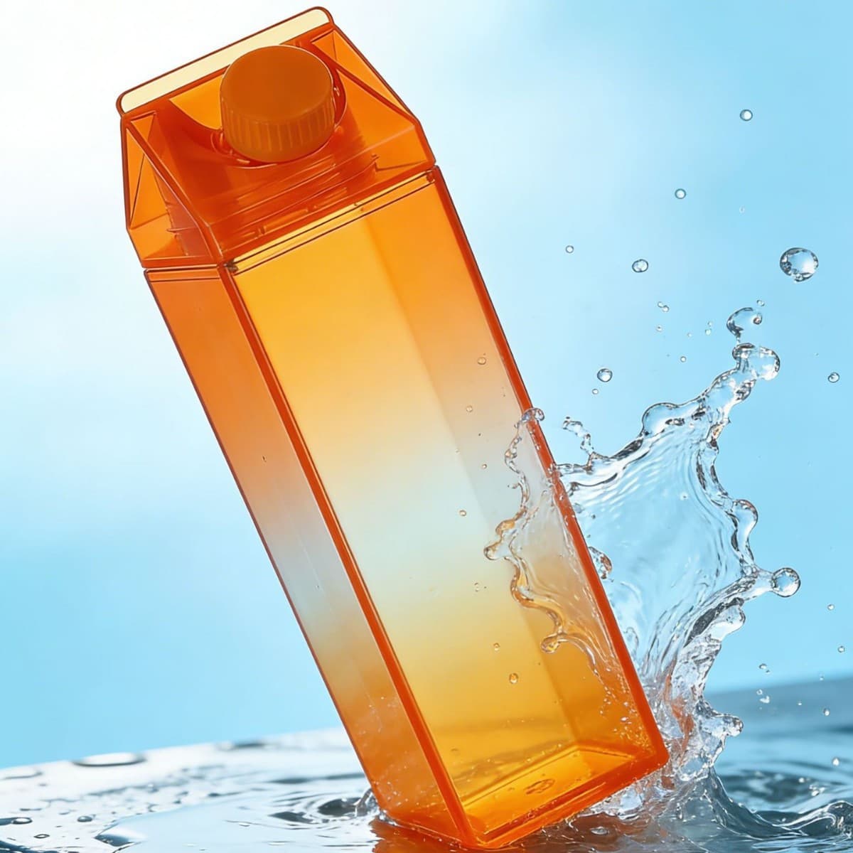 Transparent square plastic single-layer water cup, milk cup, food-grade anti-fall outdoor drinking cup