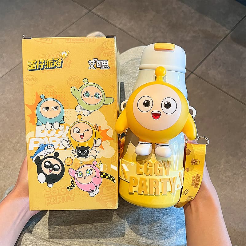 Egg boy party children's thermos cup for school students cute portable straw cup kettle 316 stainless steel cup