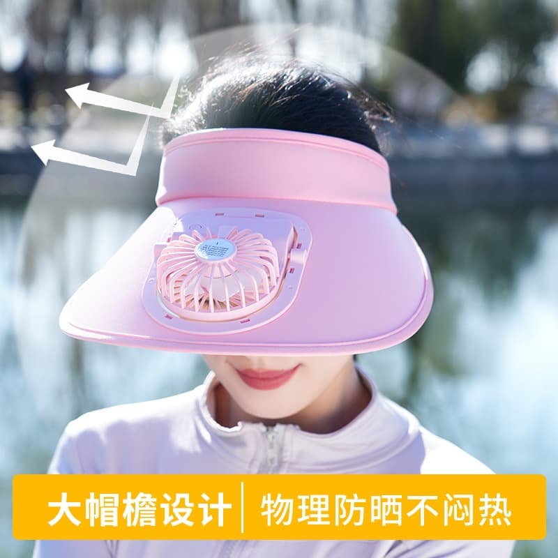 Summer Fan Hat with Rechargeable Fan, Outdoor Women's Sun Protection Hat, Visor Sun Hat