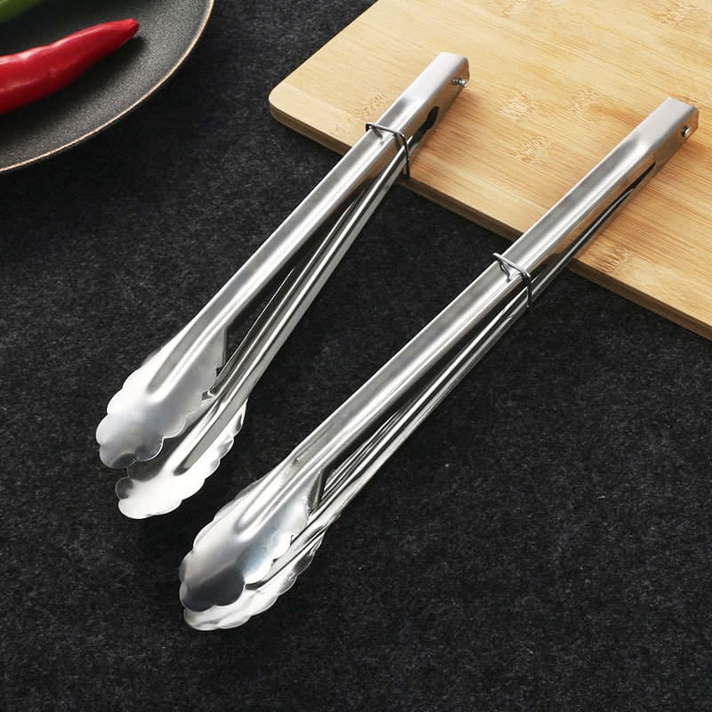 7-inch Stainless Steel Bread Tongs with Plum Blossom Pattern, Mini Food Tongs for Outdoor BBQ, Charcoal Tongs, Wholesale Meat Tongs