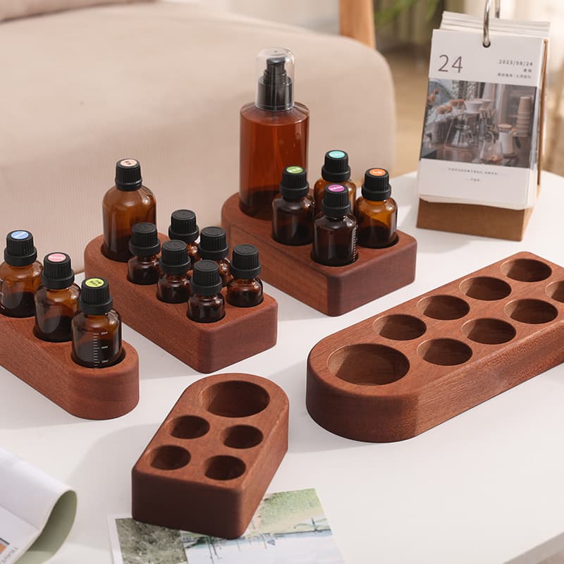 Ebony Wood Essential Oil Storage Rack, Official Website Same Style Display Stand, 15ml Essential Oil Box Compatible with doTERRA Wood Case