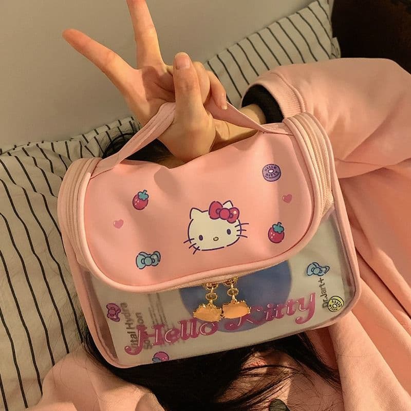New Cute Kitty Cat Cosmetic Bag for Women with Good Looks, Portable Large-Capacity Travel Toiletry and Skin Care Product Storage Bag